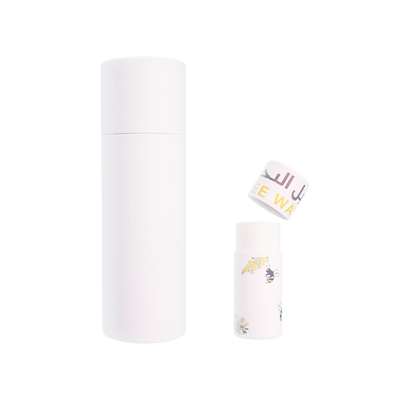 White Art Paper Paperboard Gift Boxes Round Cylinder For Cosmetic Packaging