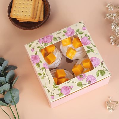 FSC Certificate 16cm Paper Carton Box , Mini Cupcake Gift Boxes With Window